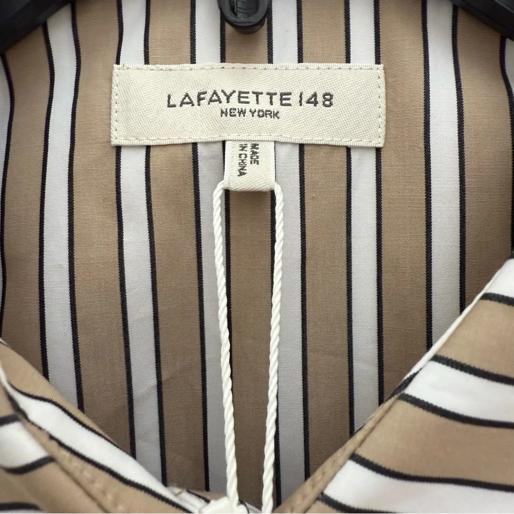 NWT Lafayette 148 New York Oversize Stripe Cotton Button-Up Shirt - Picture 4 of 16